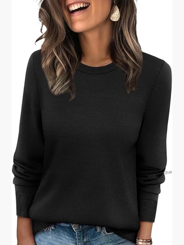 Lightweight Pullover Sweater Long Sleeve Crewneck Fall Fashion Top